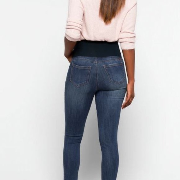 1822 Denim, Avah Maternity Cuffed Skinny Jean Fray Trim - Picture 2 of 4